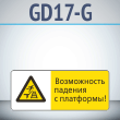 Знак «Возможность падения с платформы!», GD17-G (односторонний горизонтальный, 540х220 мм, металл, с отбортовкой и Z-креплением)